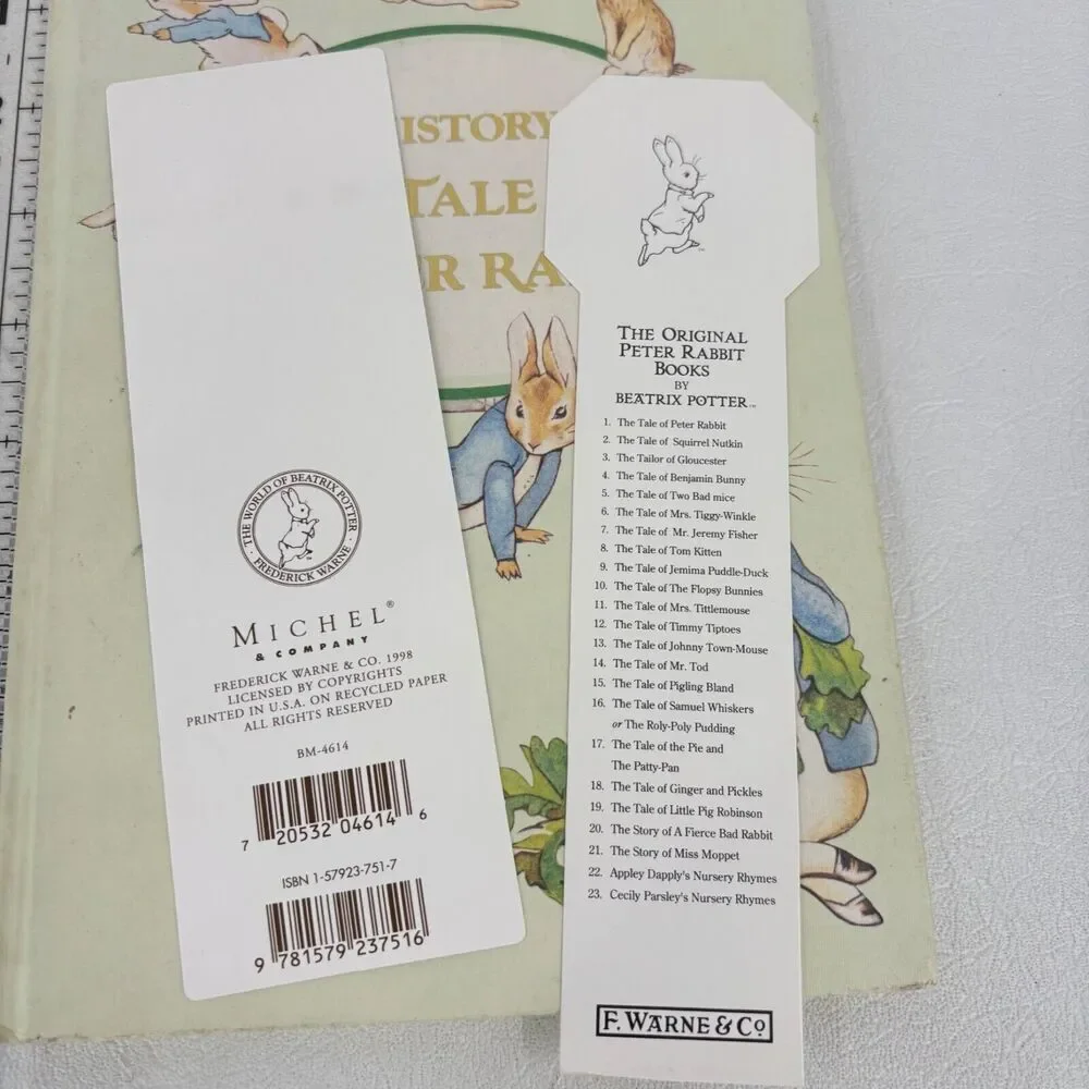 The History Of The‎ Tale Of Peter Rabbit Hardcover Book & Bookmarks Vintage 1976